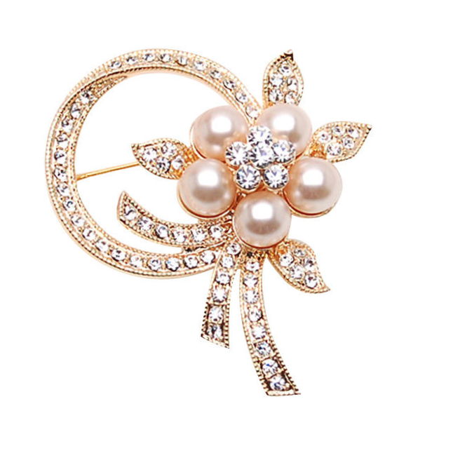 Korean brooch women's atmospheric rhinestone corsage jewelry pin Silk scarf buckle pin accessory birthday gift