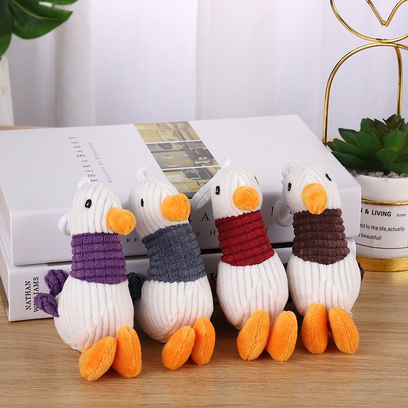 Cartoon four-color keychain schoolbag hanging decoration Internet red seagull cute plush doll pendant