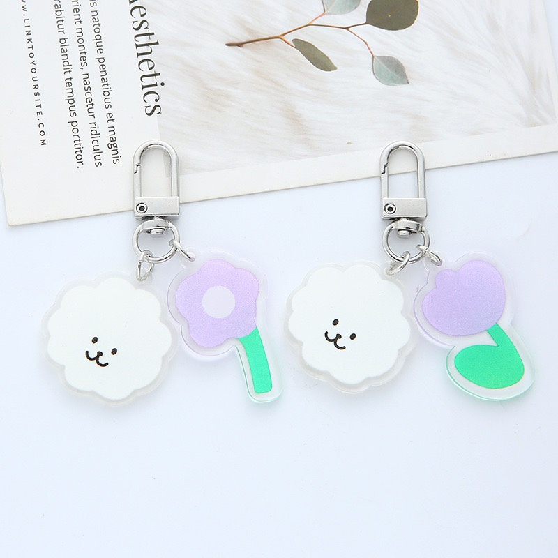 Fresh purple flower cloud car keychain pendant