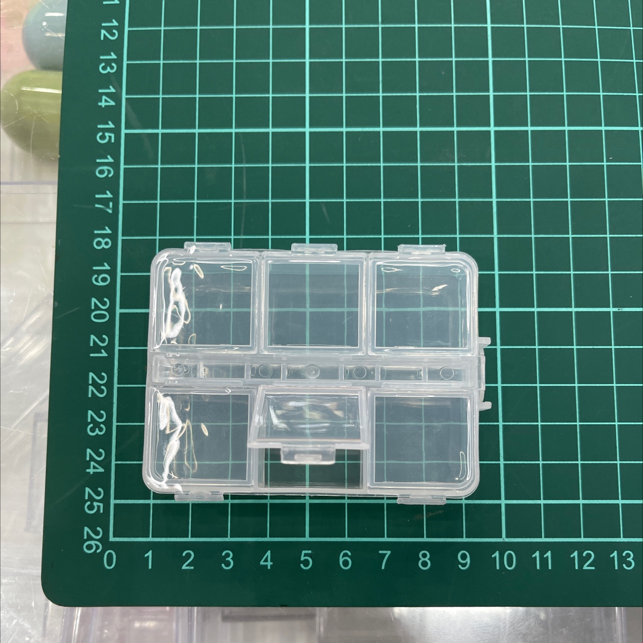 Square storage box pp double row 6 cells (single open)