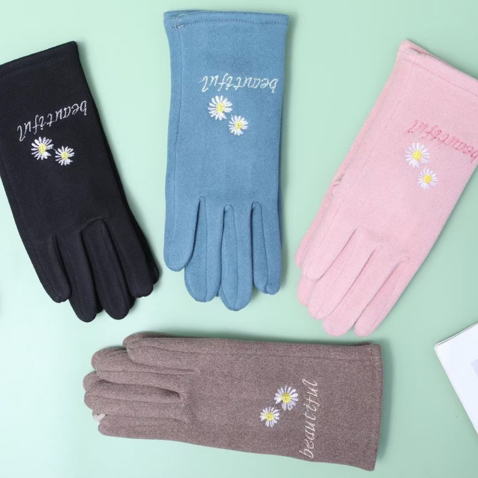 Gloves Women's warm gloves Autumn and Winter gloves Women's fleece touch screen gloves casual winter driving cotton thick