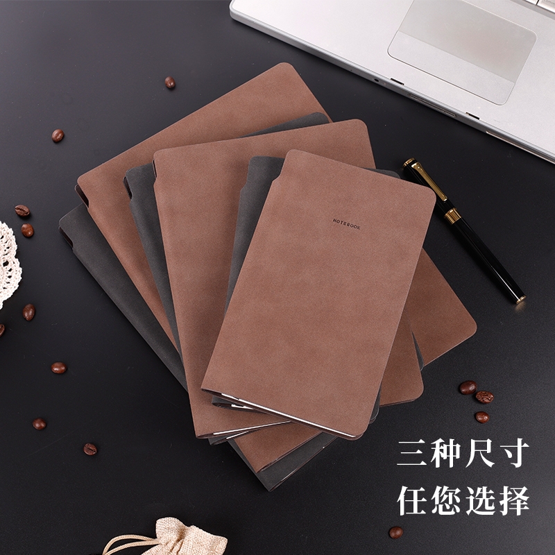 博文2520-1/1820-1缺口软皮本可插笔B5/A5羊巴皮笔记本商务办公皮本文具 会议记录本 学生日记本子可定制lo