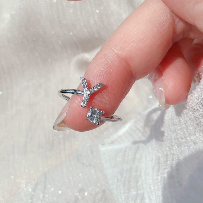 Best friend's gift: Y letter ring for female students, Korean style, trendy and unique couple rings, simple and adjustable opening