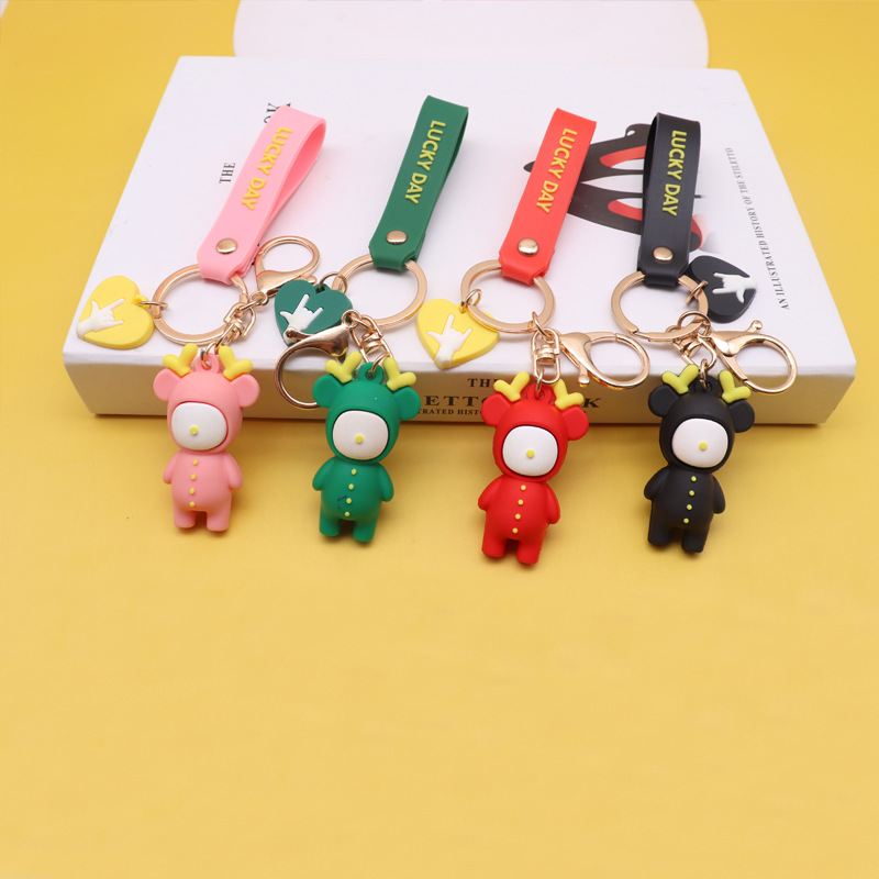 韩版幸运鹿新年礼物钥匙扣学生卡套挂件钥匙圈娃娃礼品现货详情图1