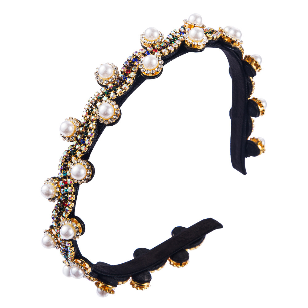 Retro pearl light luxury water diamond with fine edge and drill bit hoop Item Picture