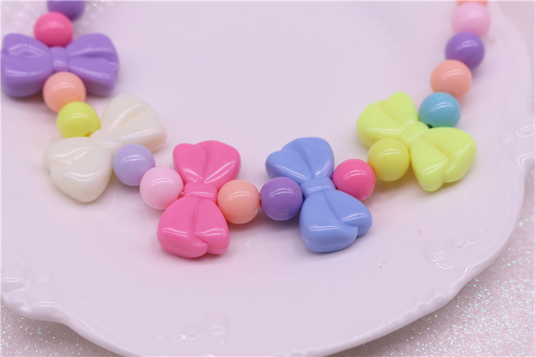 New children's necklace accessories: candy-colored necklace for primary school students, cute bow necklace for girls Specification image