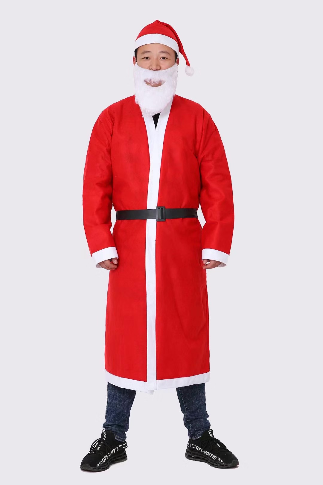 Santa Claus's robe, coat, Christmas costume, hat, beard, clothes and belt details Picture