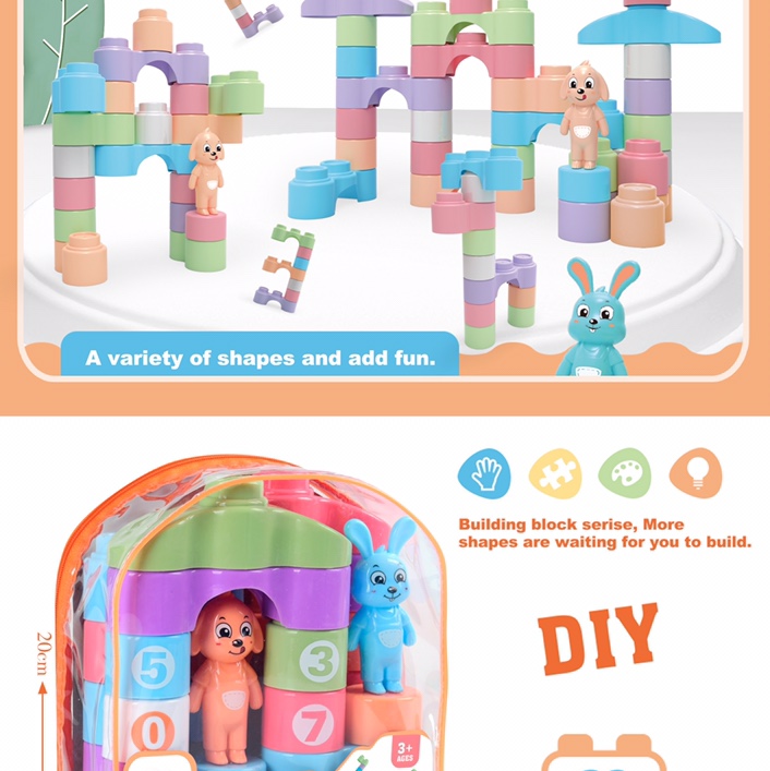 Children's large particle building blocks plastic toys 3-6 years old educational boys and girls 2-year old baby assembling 2001A