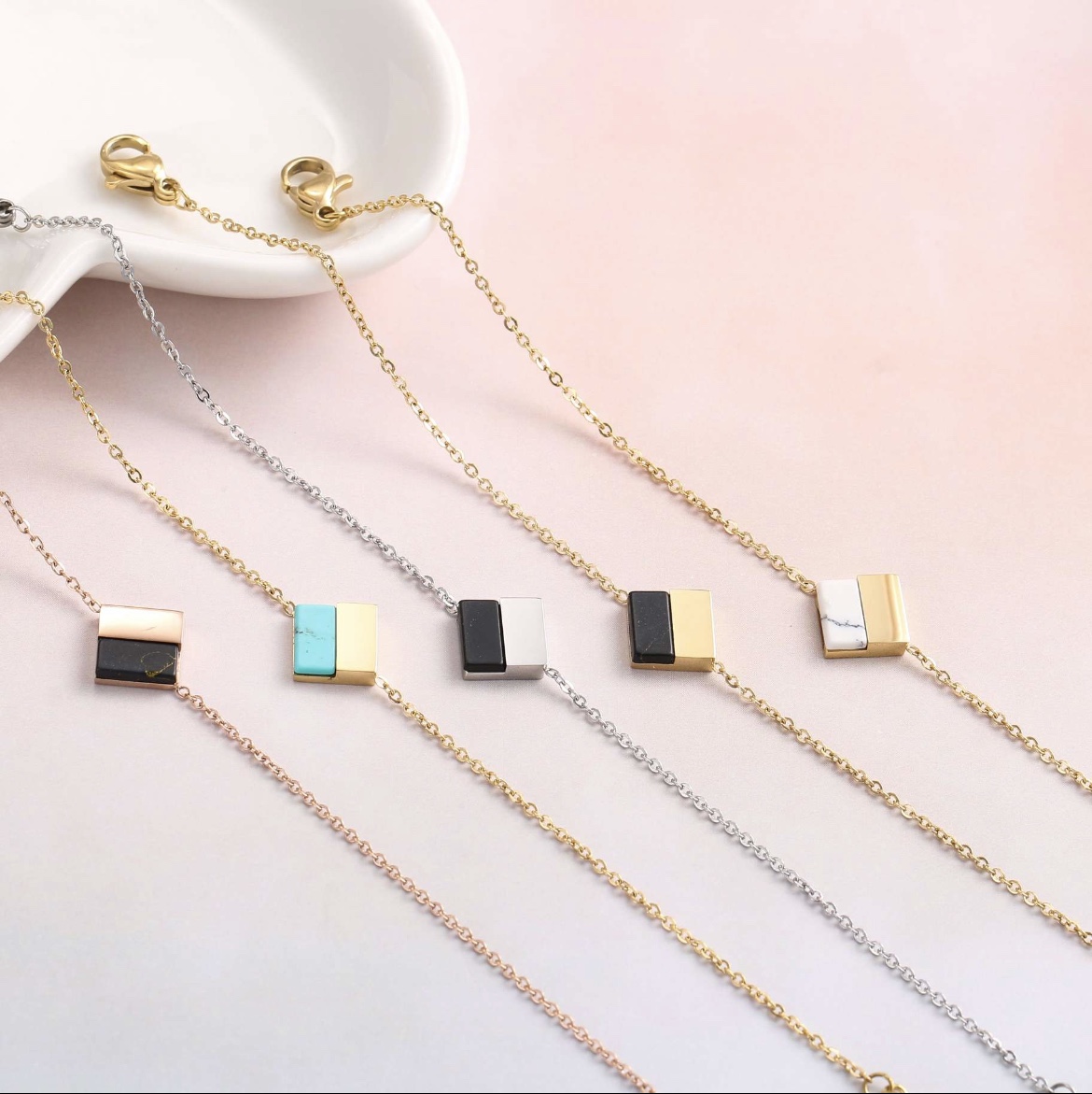 Asymmetrical block necklace