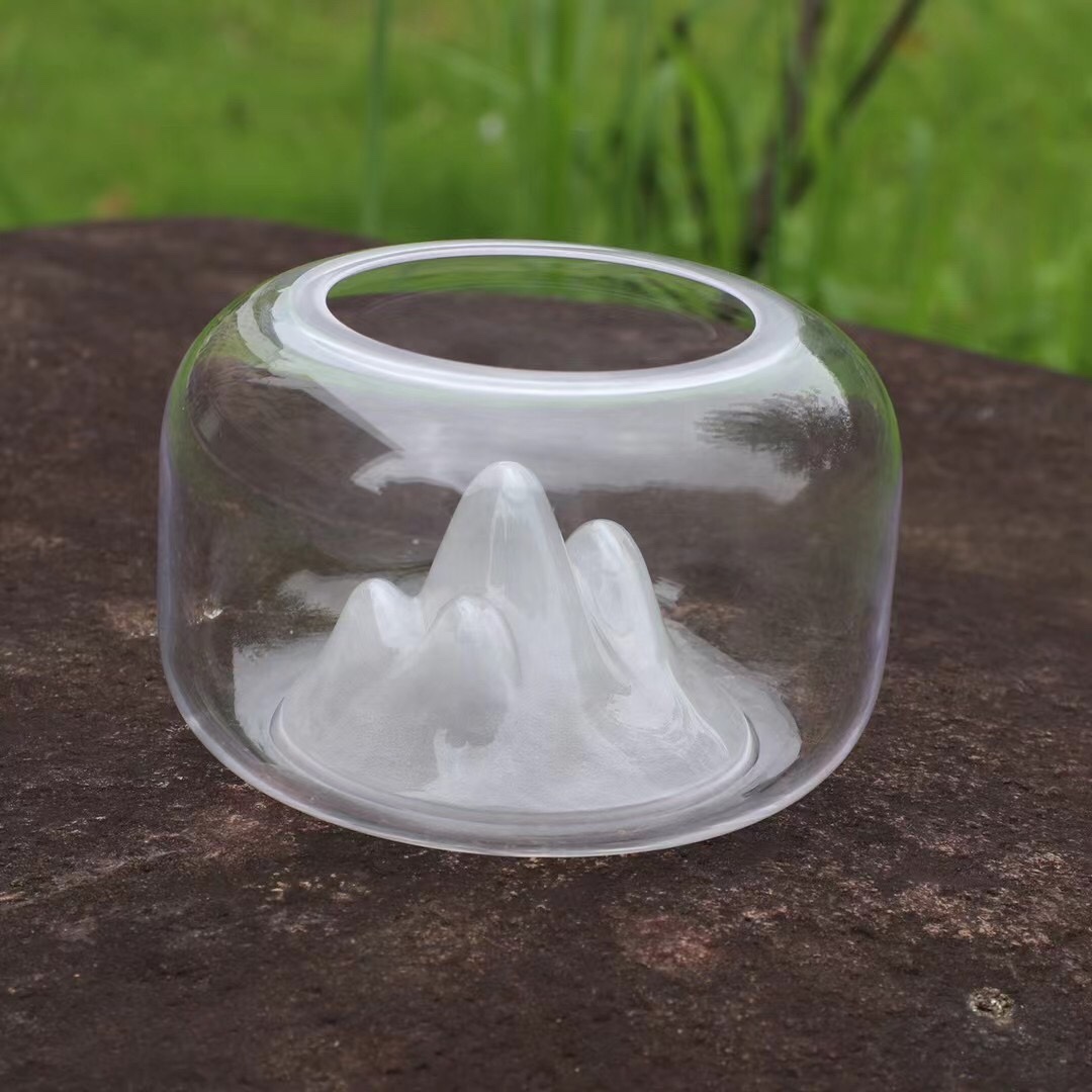 创意玻璃磨砂假山小鱼缸简约设计多肉植物器皿