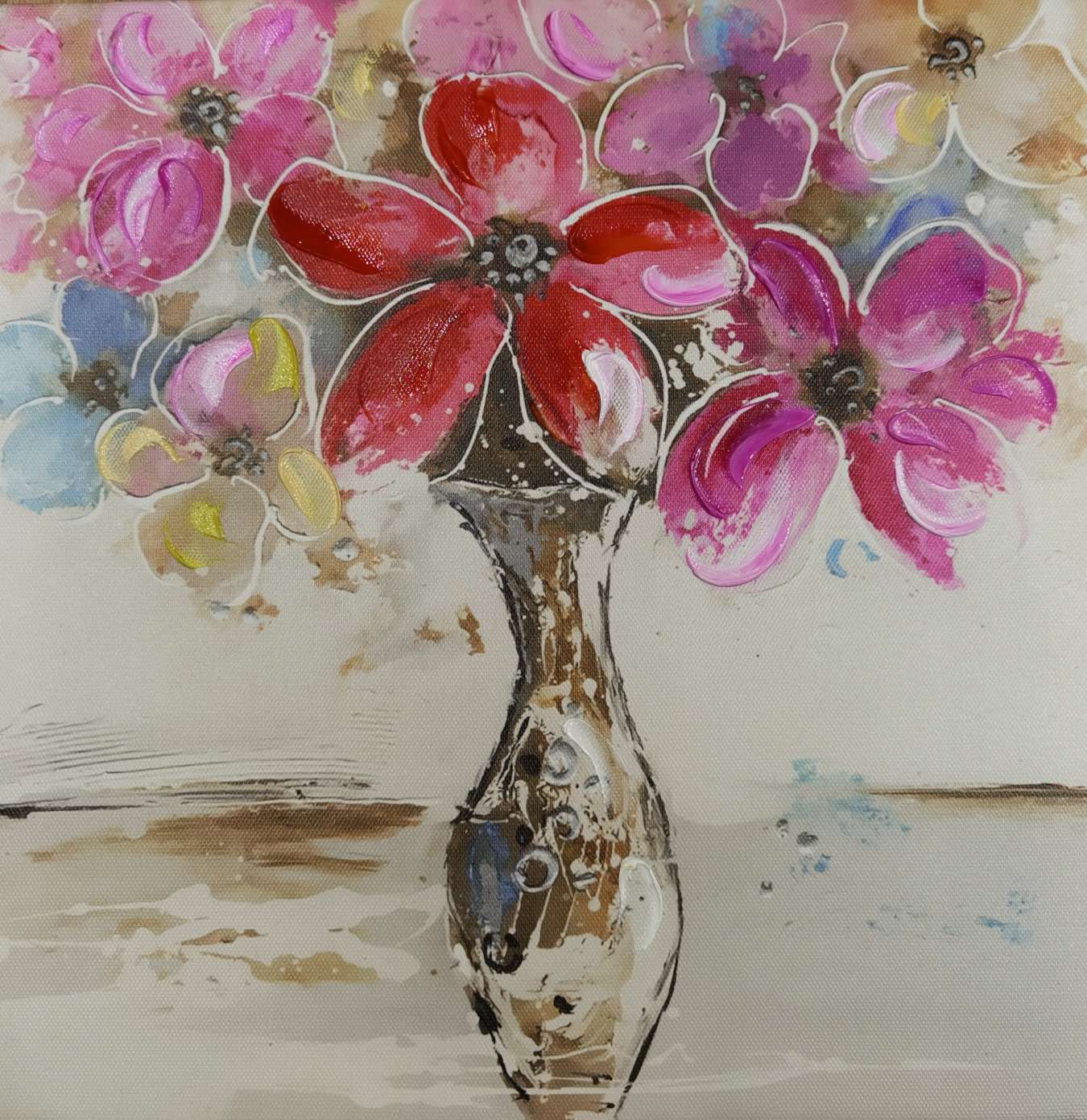 装饰画花卉抽象油画商超供货小画，30*30cm细节图