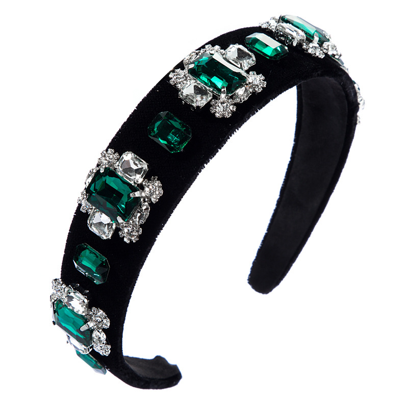 Multi-layer glass diamond inlaid rhinestone floral velvet hair band Specification drawing