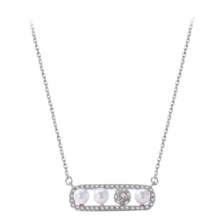 Pearl license plate necklace