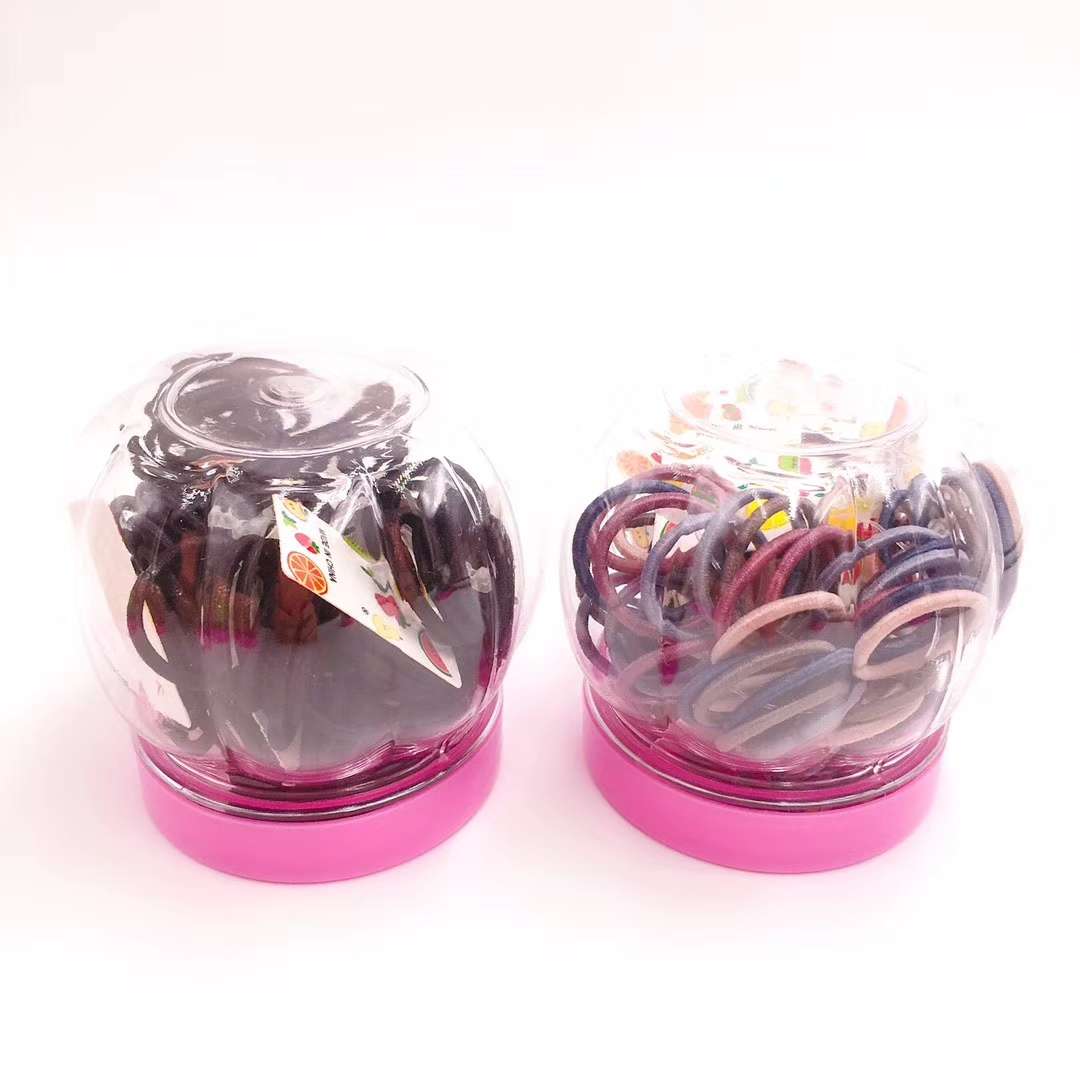 Children's rubber band hair bands without seams, children's rings, rubber band bands in cans, 12 cans per pack details Picture