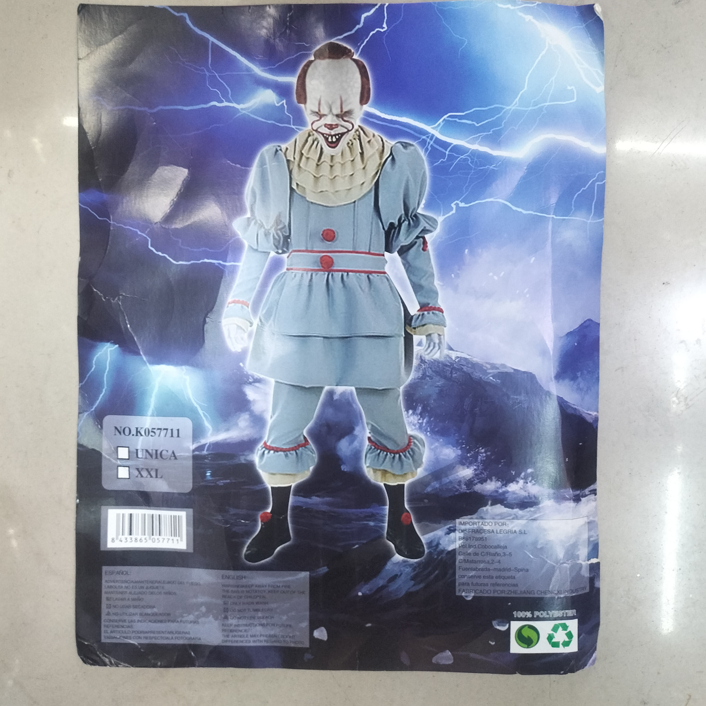 Adult grey clown costume