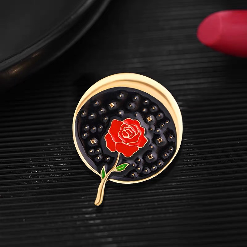 Vintage Star Moon Rose Badge Brooch men's and women's wedding party occasion clothing accessory pin