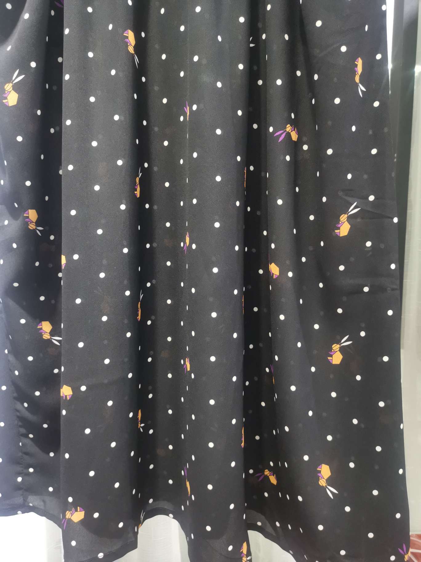 白黄时尚双色黄腰带白点点连衣裙产品图