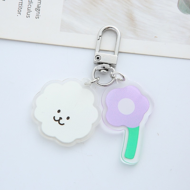 Fresh purple flower cloud car keychain pendant Specification image