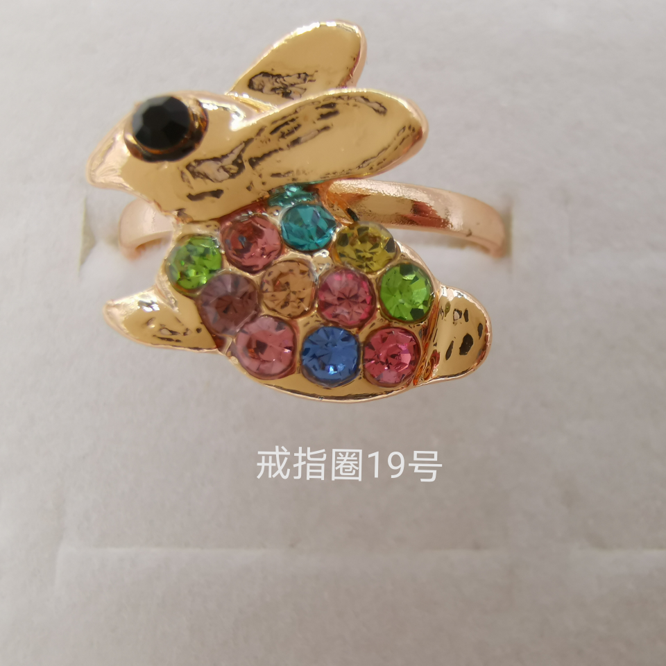 动物系列 彩钻合金戒指 电镀白k经典款1012