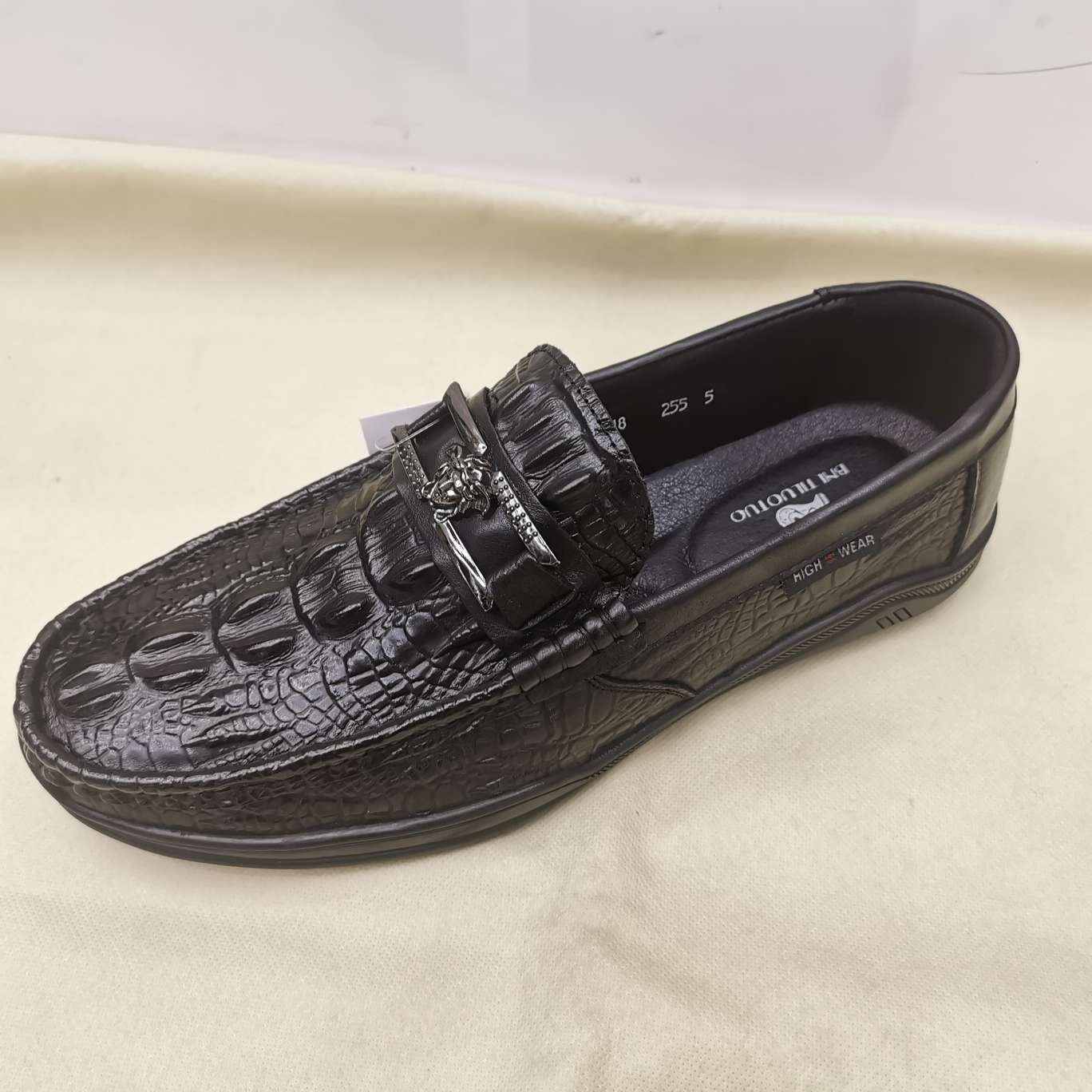 男士真皮鞋库存尾货特价处理真皮鞋牛皮男鞋一脚蹬商务休闲男皮鞋透气软底豆豆鞋详情图5