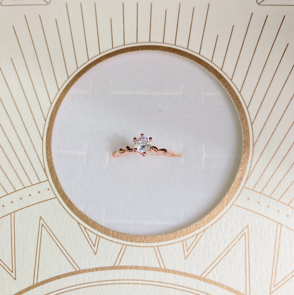 电镀玫瑰金保色4⃣️厘锆石流行百搭款女士戒指11号