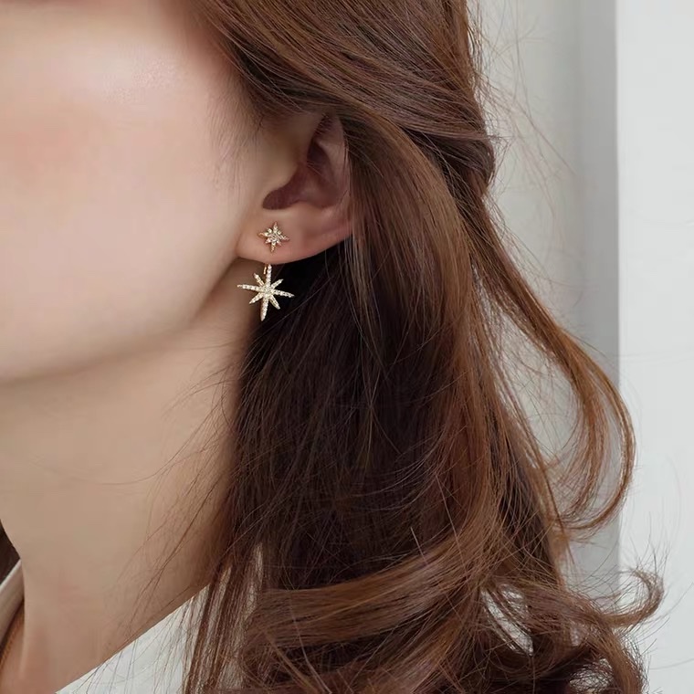 S925银针超闪镶钻流星耳环气质精致耳钉一款两戴耳环产品图