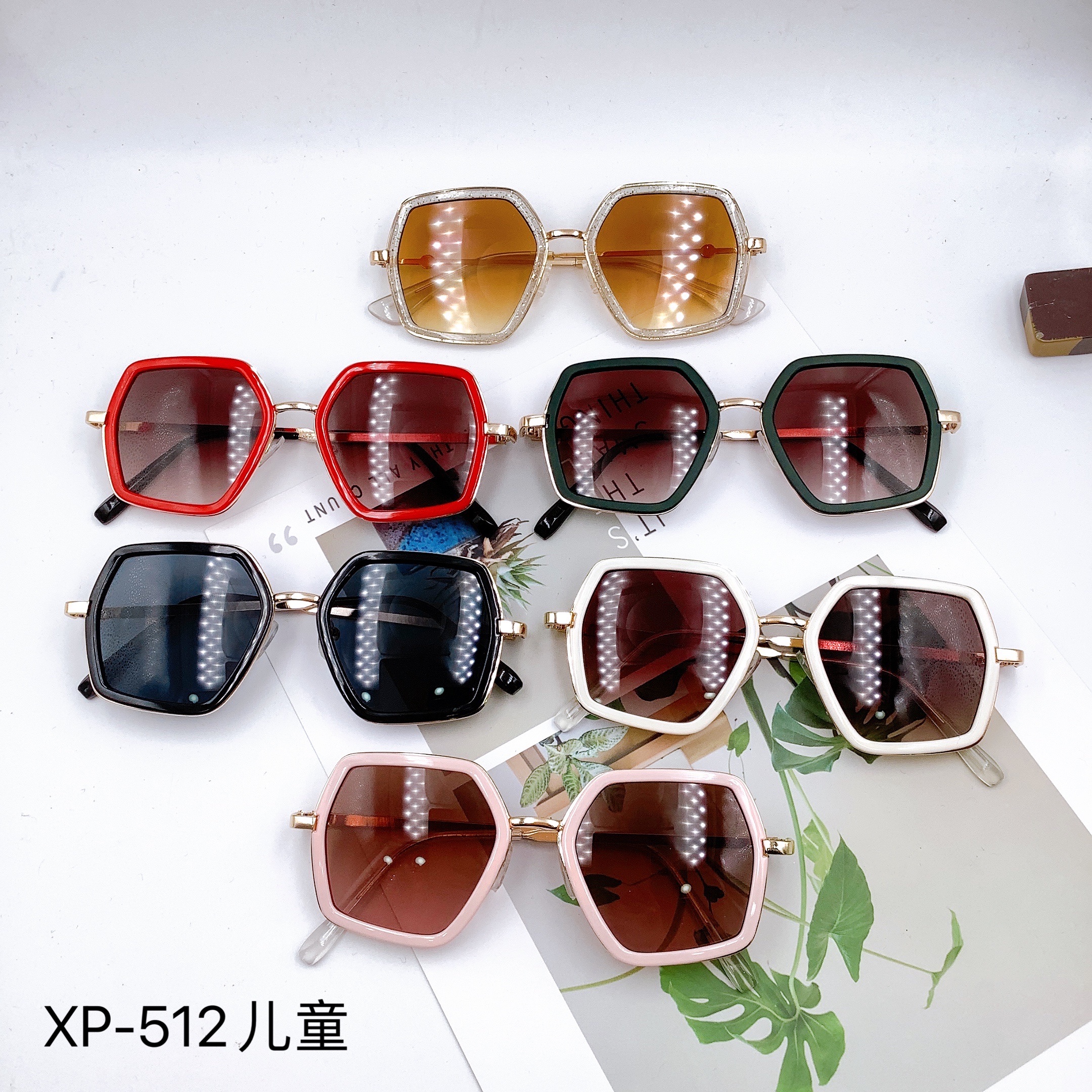 New children's sunglasses in stock, fashionable semi-metallic street style glasses 512 detail image 1