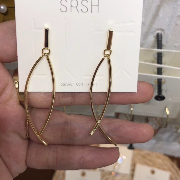 Ear Stud Women's 2021 new trendy earring clip, pure silver, Korean style, Internet celebrity, simple and cold style, high-end earrings 2