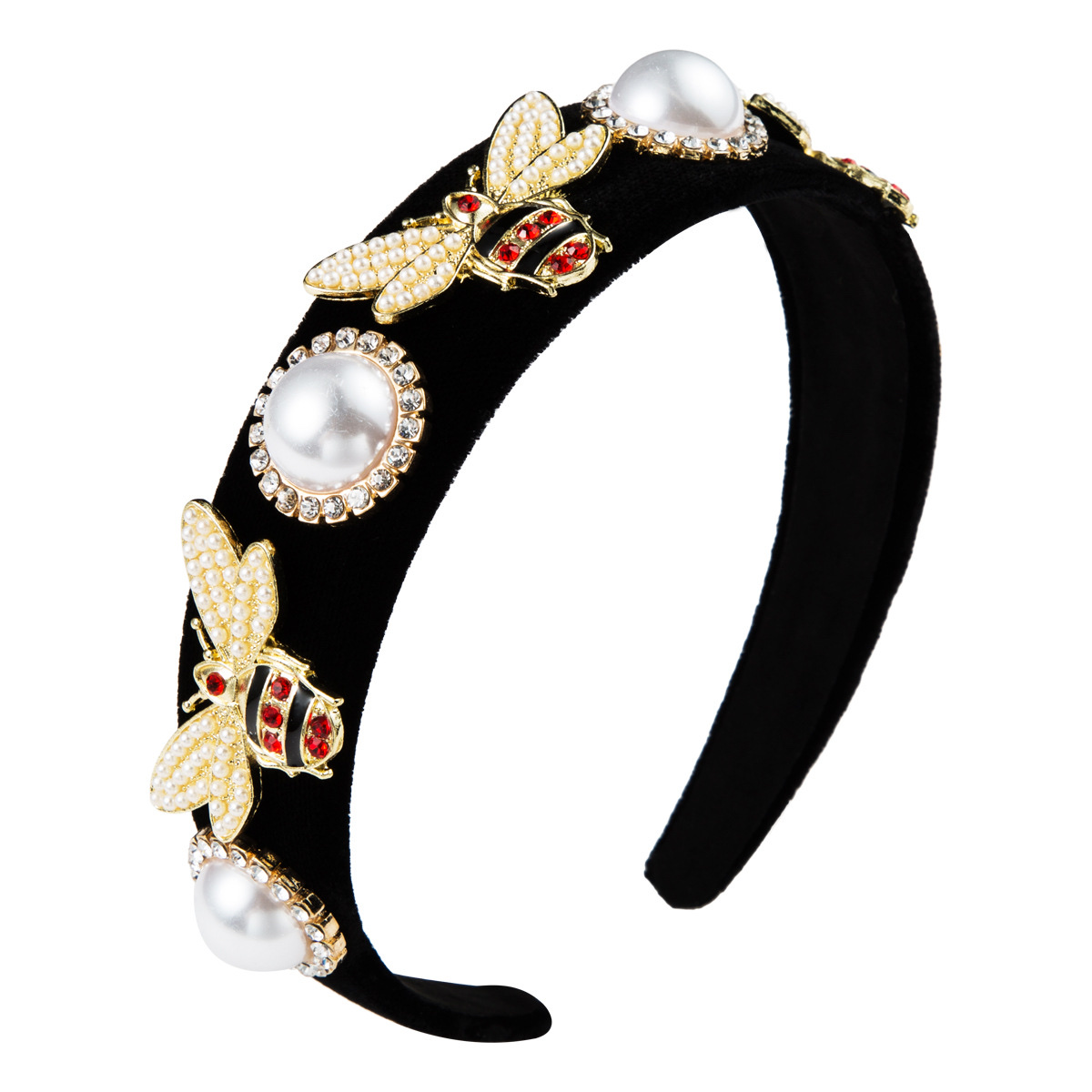 European and American retro court-style Baroque water diamond bee wide-edge hair band Application Scenario