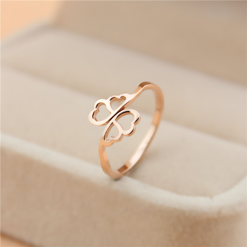 热卖天使戒指女尾戒玫瑰金爱心开口指环配饰品礼物详情图1