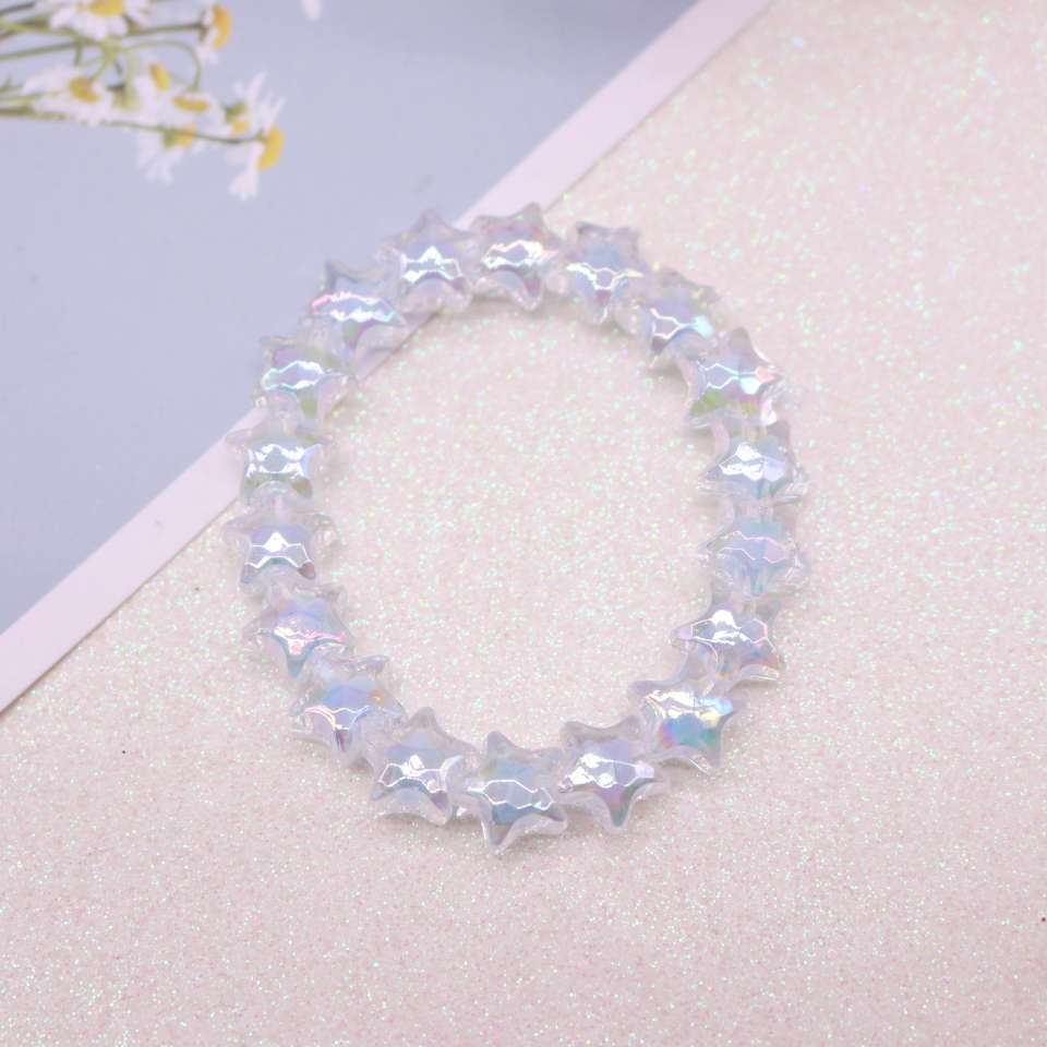 Korean children's bracelet, seven-color star beaded elastic bracelet, student best friend small gift, girl-style bracelet details Picture