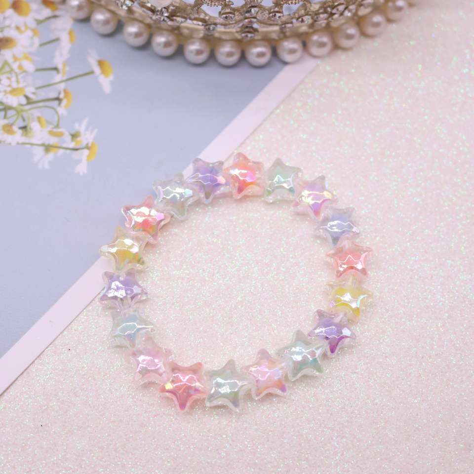 Korean children's bracelet, seven-color star beaded elastic bracelet, student best friend small gift, girl-style bracelet Item Picture