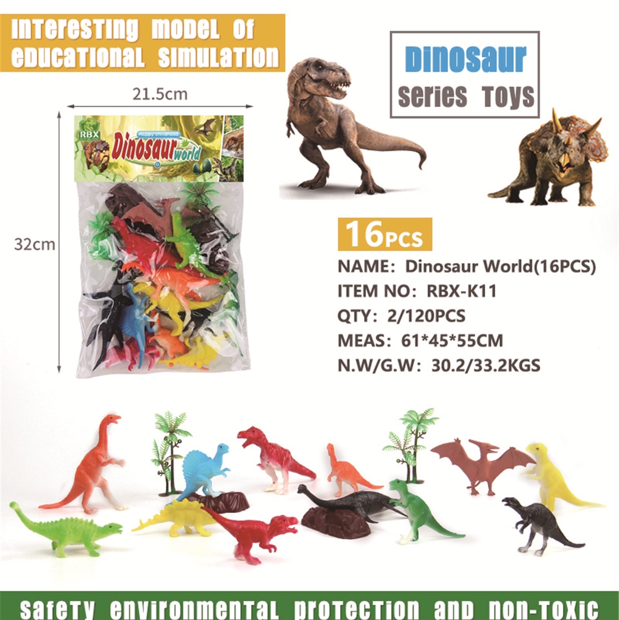 The dinosaur world is complemented by trees