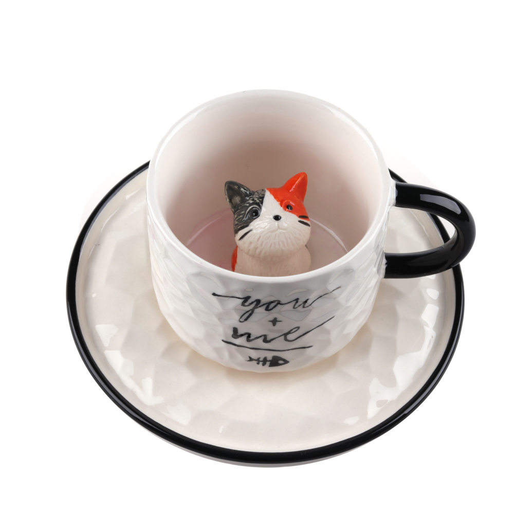 Limei Ceramic Coffee six-Cup saucer Luxurious Afternoon Tea Round Animal cute New Gift box packaging 0096
