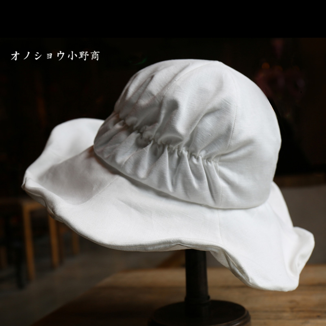 Onoko Mitsuman ~ Original peplum basin hat pleated retro Fisherman Hat Summer Vacation Trip Sun Hat 07
