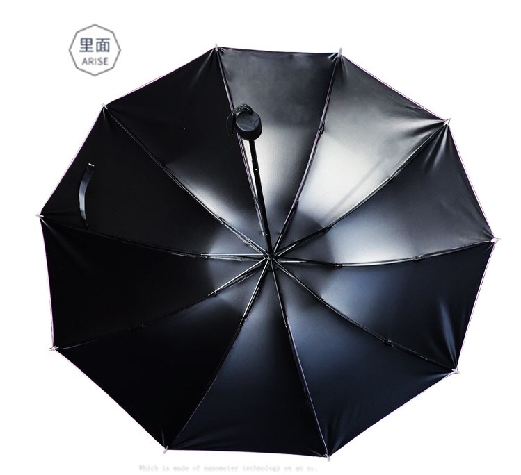 千家旺男士商务黑胶格子大号双人雨伞 10骨三折挡风遮阳户外太阳伞  有3款6577，6527 ，6575价格差不多详情图4