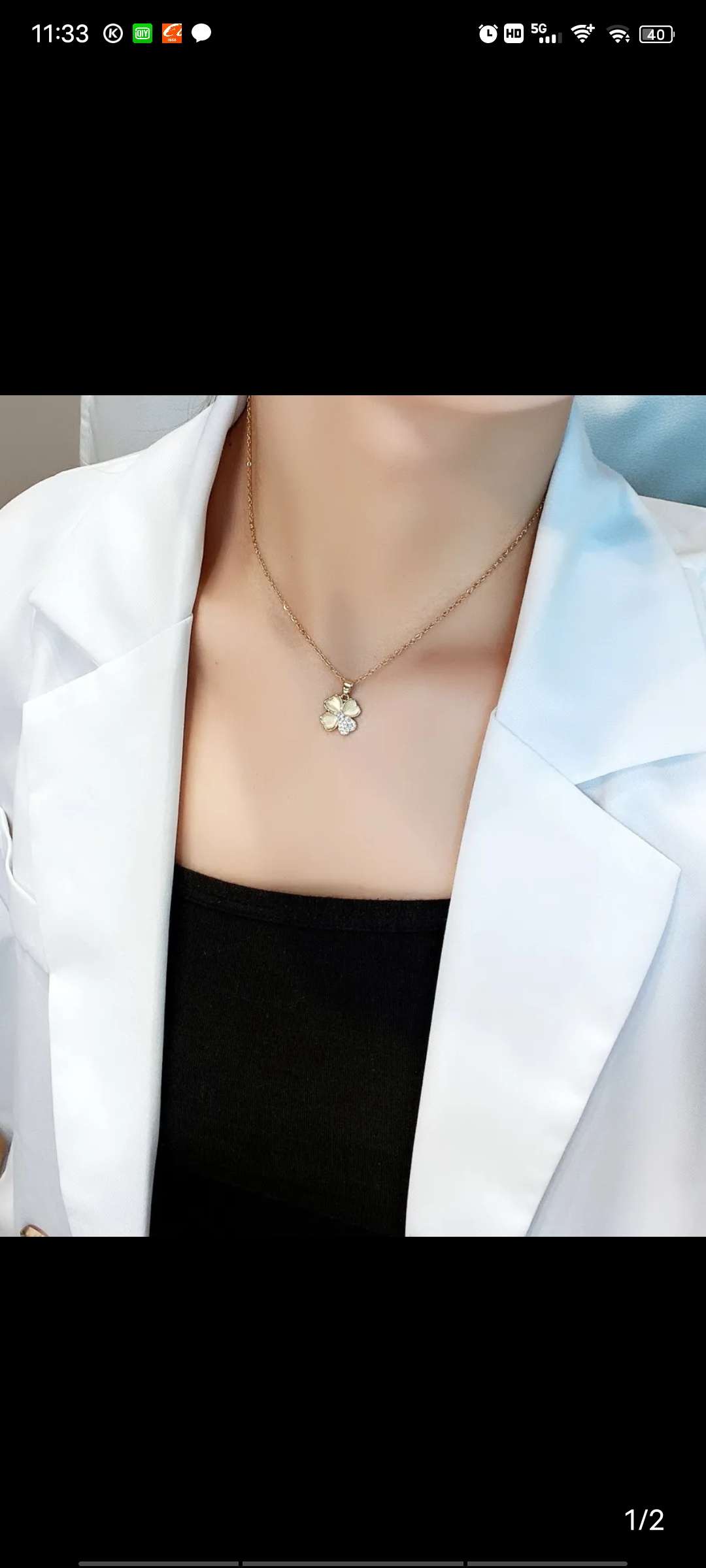 Fashion Accessory Four-Leaf Flower Necklace details Picture