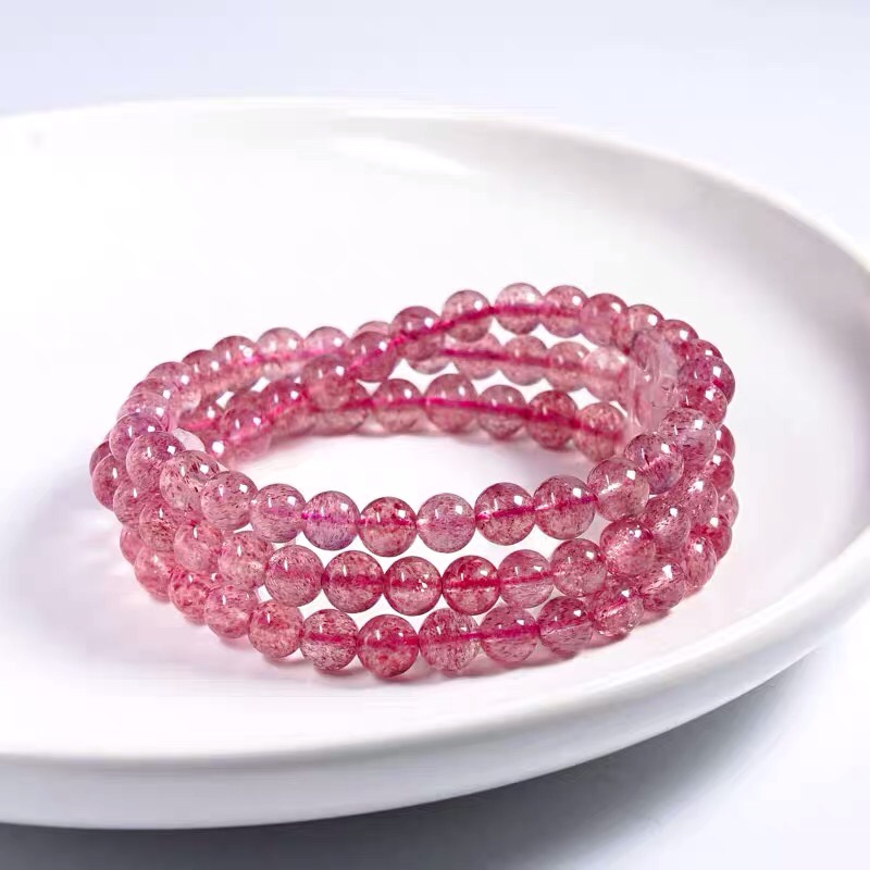 天然草莓晶手链diy