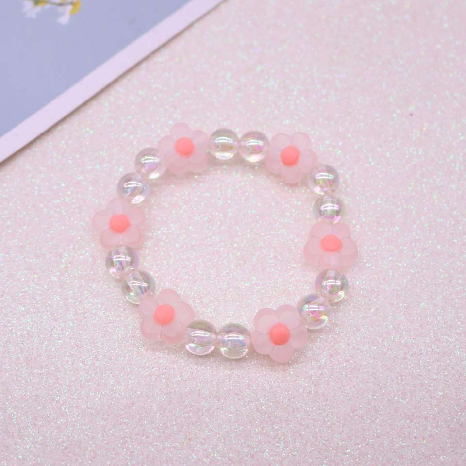 Korean children's new style bracelet for girls, flower spring color transparent bead bracelet, girls' jewelry and accessories Specification image