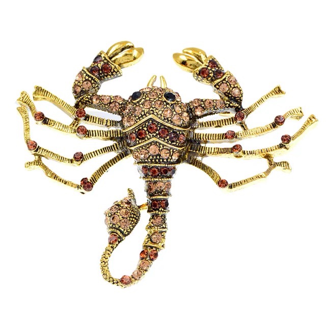 Retro Men's Scorpion Brooch Punk Women's Scorpion Brooch Grey Diamond Brown Scorpion Pin accessory