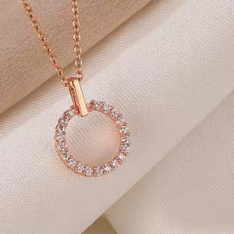 Vintage classic environmental protection color clavicle chain necklace Copper micro-inlaid rose gold platinum 150 thumbnail