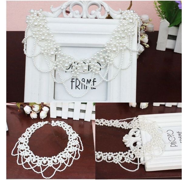 Korean version of new vintage fake collar clothing accessories accessories pendant short chain pearl chain collarbone chain necklace jewelry 19 thumbnail