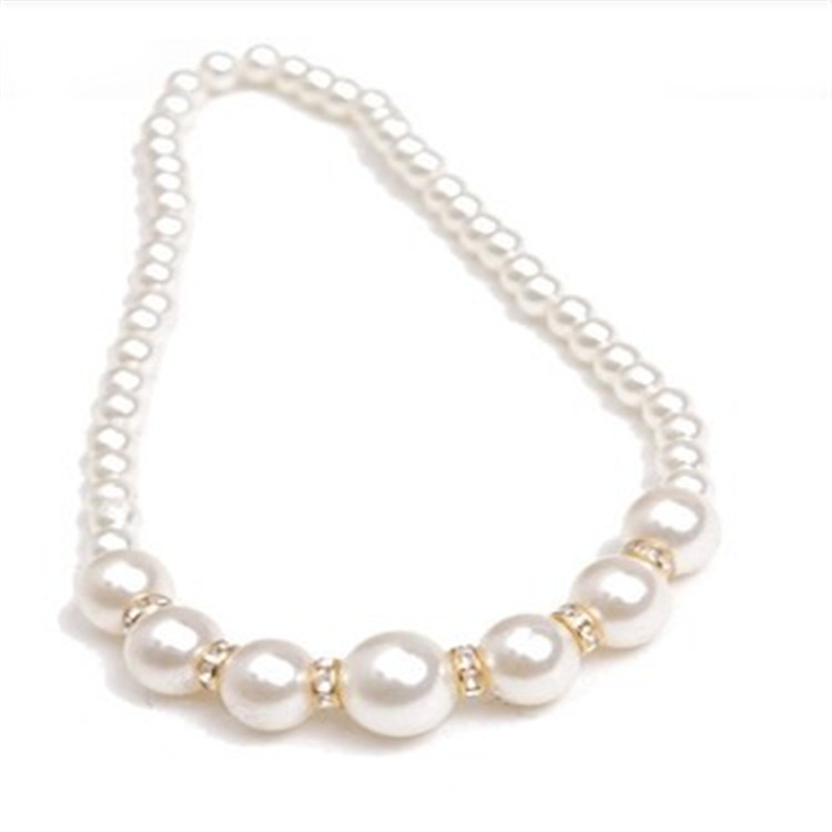 Korean girl's necklace imitation pearl Children's necklace jewelry girl's sweater chain Pearl chain thumbnail