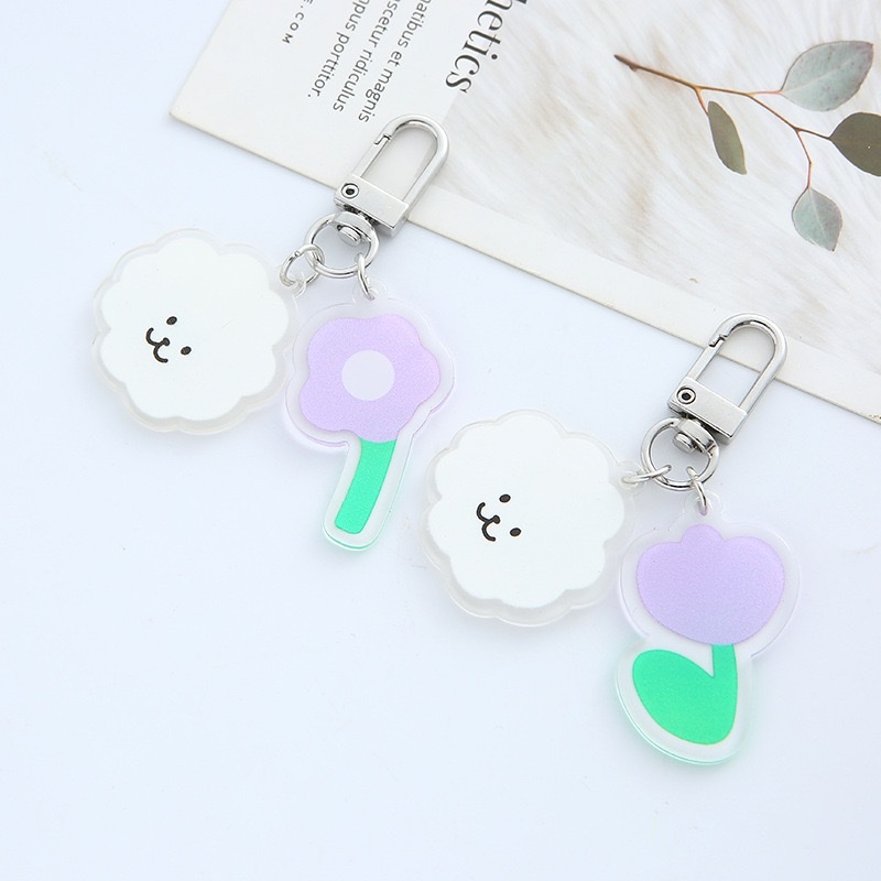 Fresh purple flower cloud car keychain pendant details Picture