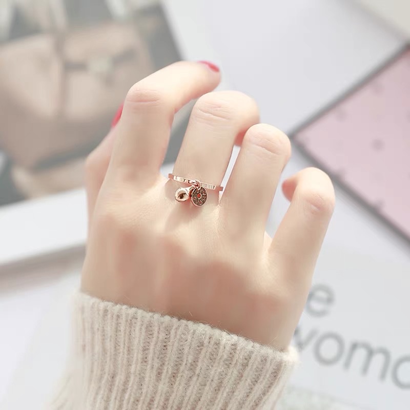 Stainless steel bell ring, simple and fashionable index finger ring, personalized ring for students detail image 1