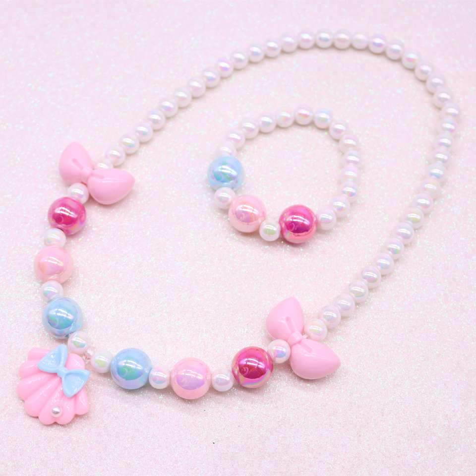 New Korean-style children's necklace and bracelet, girls' colorful shell, cute and sweet necklace accessory, clothing matching accessory Item Picture