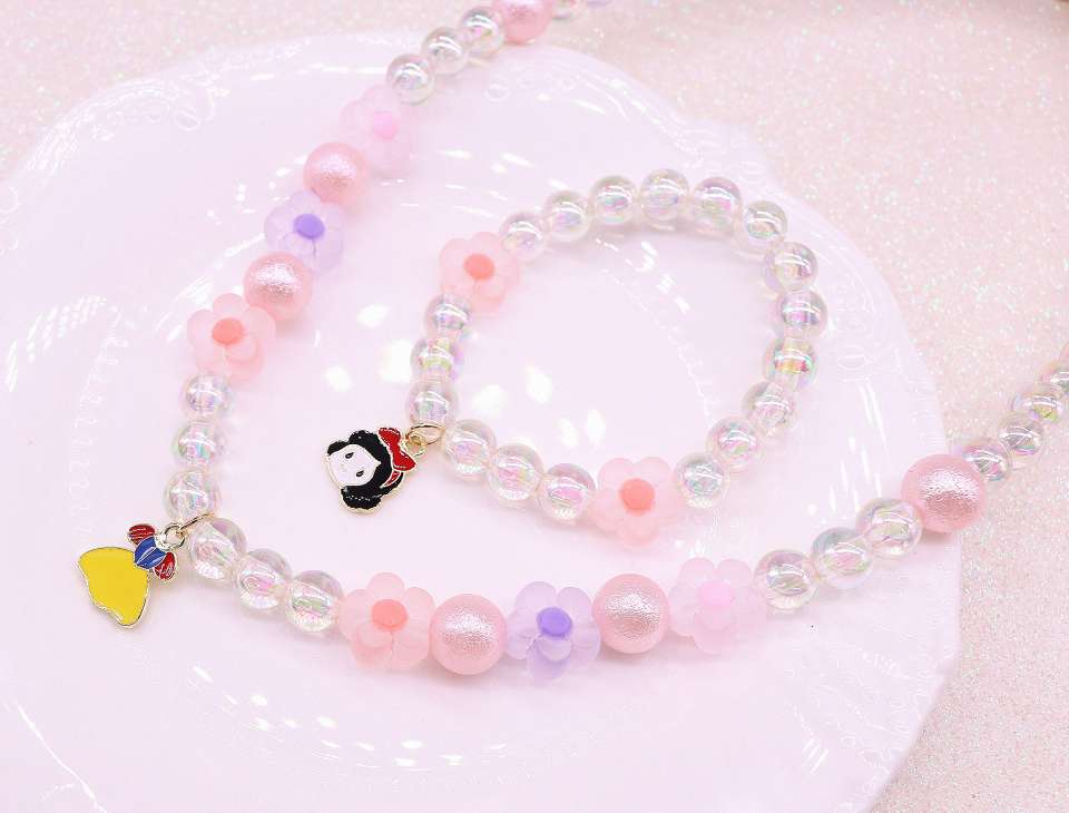 Children's necklace set, baby, girl, cartoon unicorn, princess, flower, cute spring color necklace and bracelet Specification image