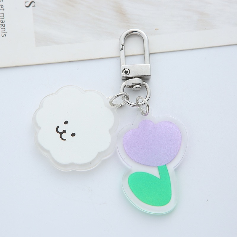 Fresh purple flower cloud car keychain pendant Application Scenario