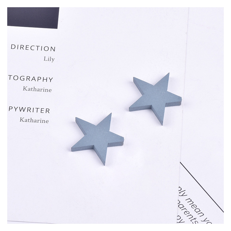 Wooden DIY earrings, simple and elegant material, five-pointed star stud earrings, handcrafted, colorful pendants wholesale Item Picture