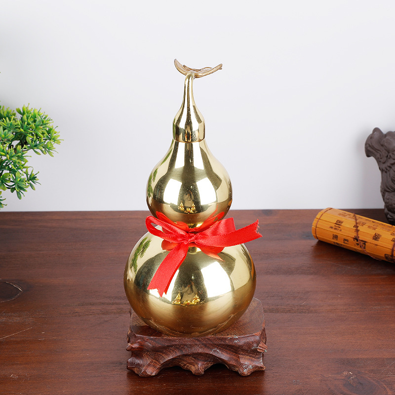 The manufacturer supplies copper gourd ornaments, including leaf gourds, bagua gourds, smooth bottoms, and large and small copper gourds for wholesale Specification image